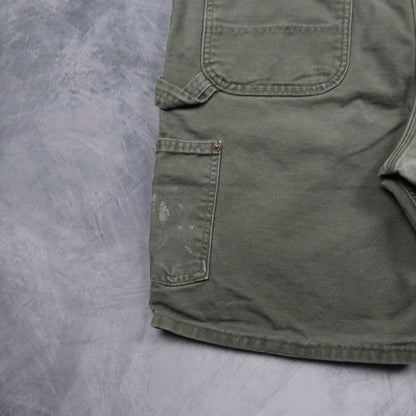 90s Olive Green Carhartt B80 MOS Double Knee Carpenter Shorts 4998