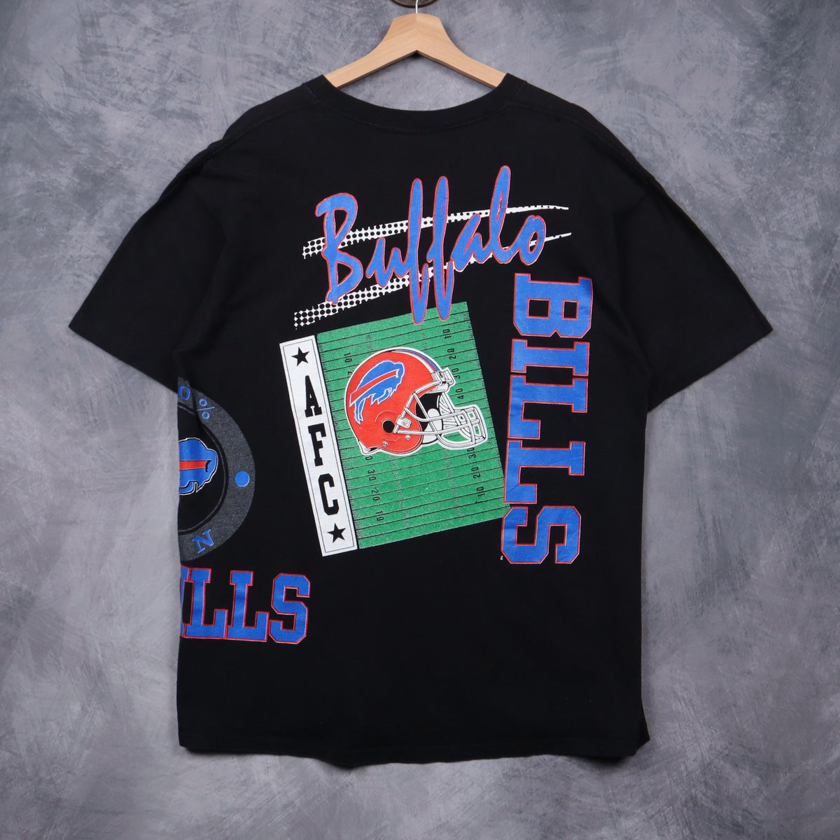 90s Black Buffalo Bills All Over Print Shirt 6749