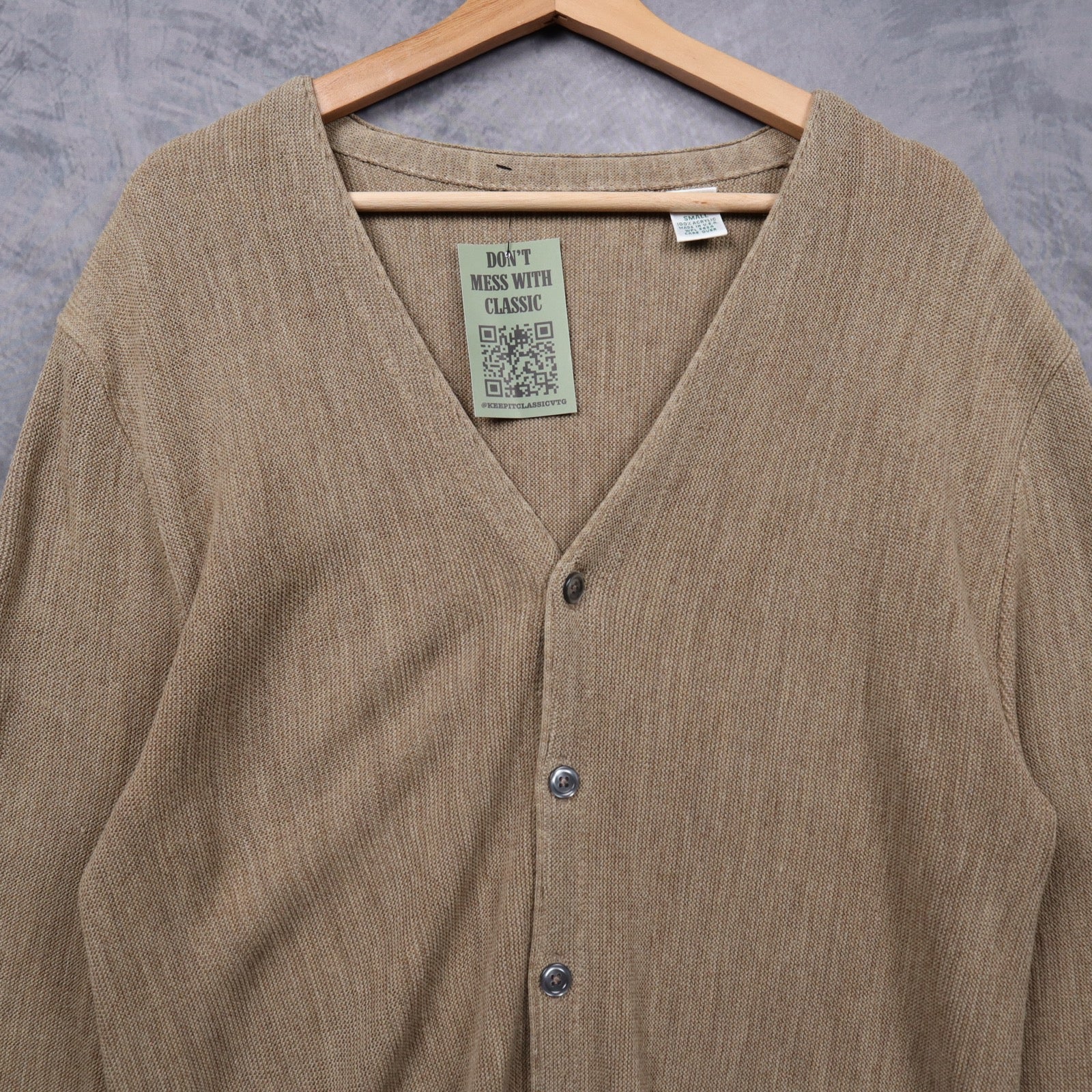 70s Tan Knit Grandpa Cardigan 5473