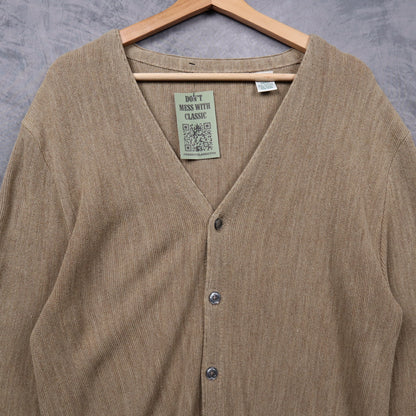 70s Tan Brown Lacoste Knit Cardigan Sweater 5473