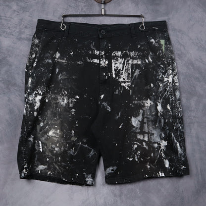 00s Black Paint Splattered Work Shorts 5212