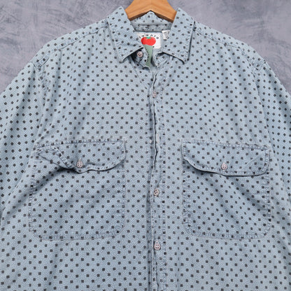 90s Light Blue Tomato Geometric Print Short Sleeve Button Up Shirt 4816