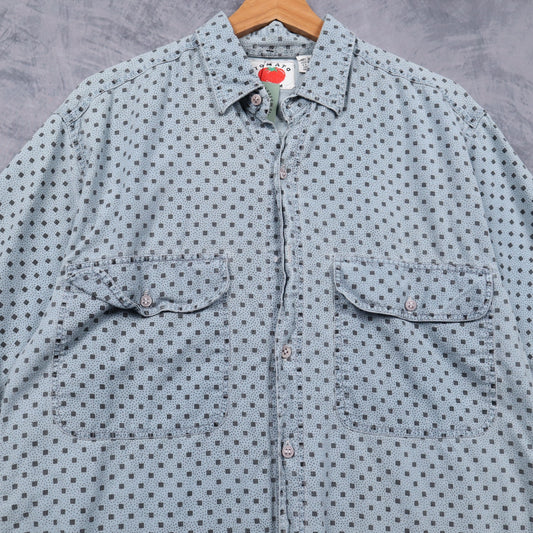 90s Light Blue Tomato Geometric Print Short Sleeve Button Up Shirt 4816