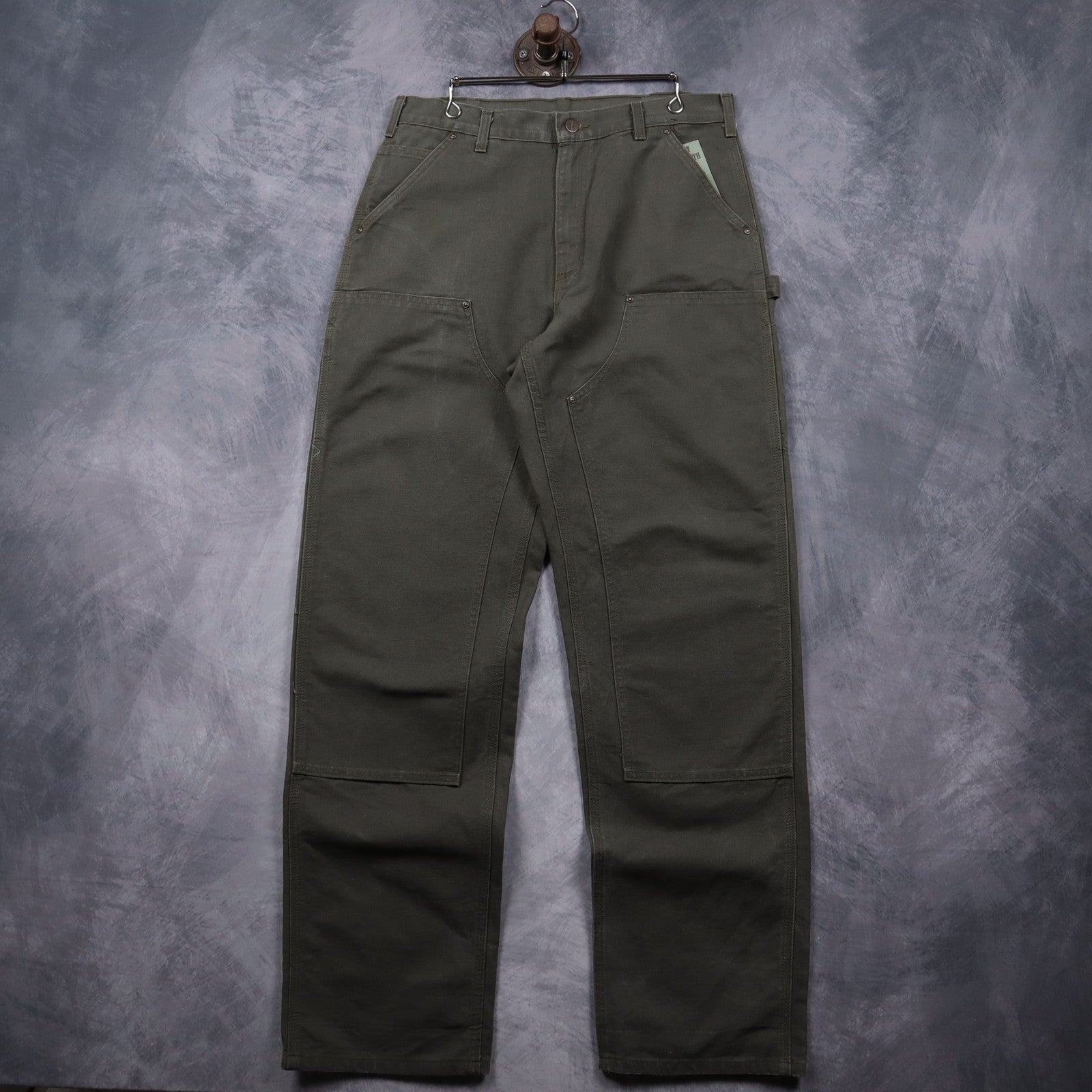 Y2K Moss Green Carhartt Double Knee Original Dungaree Fit Pants 5040