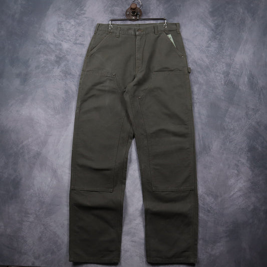 Y2K Moss Green Carhartt Double Knee Original Dungaree Fit Pants 5040