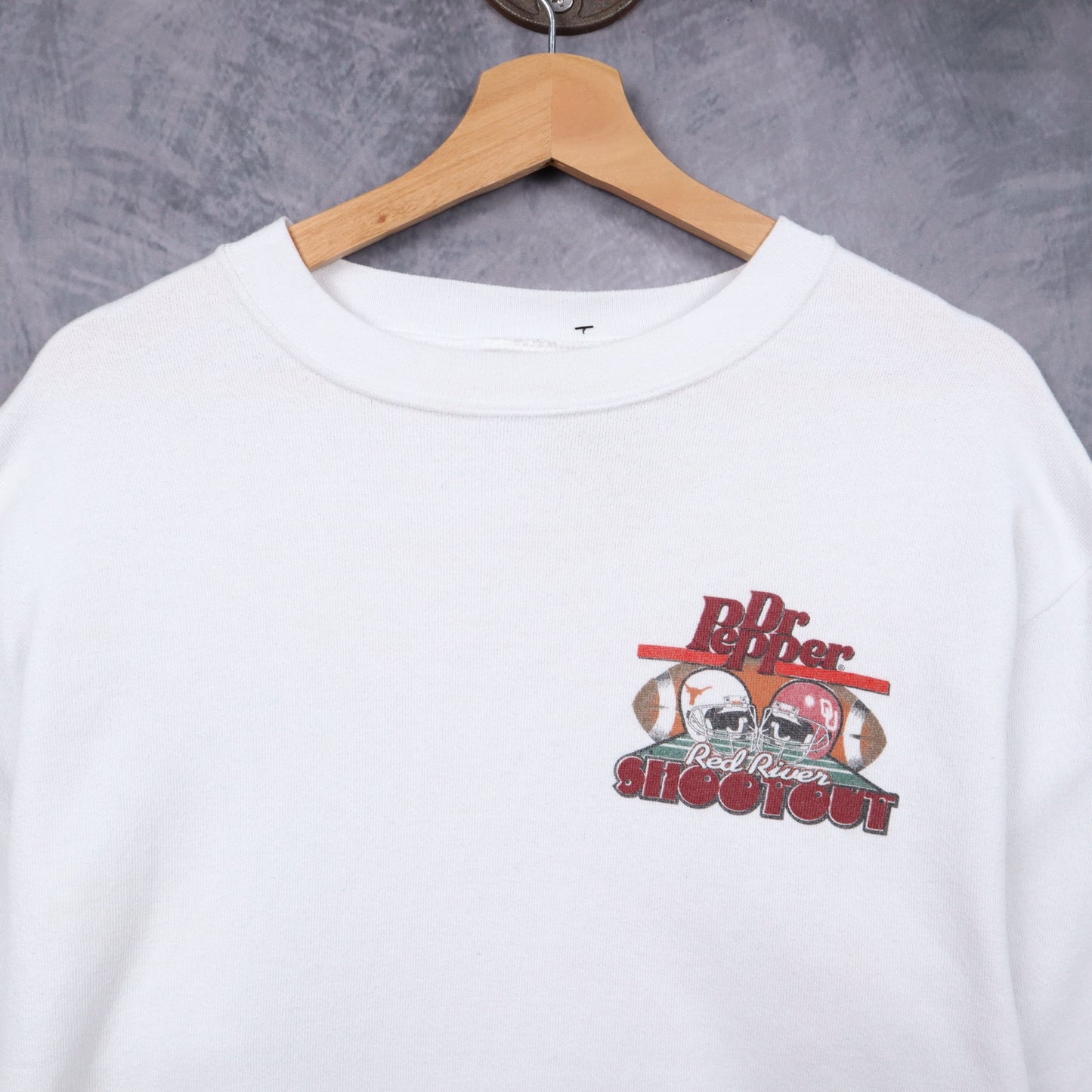 90s White Texas vs Oklahoma Red River Shootout Crewneck Sweatshirt 5693