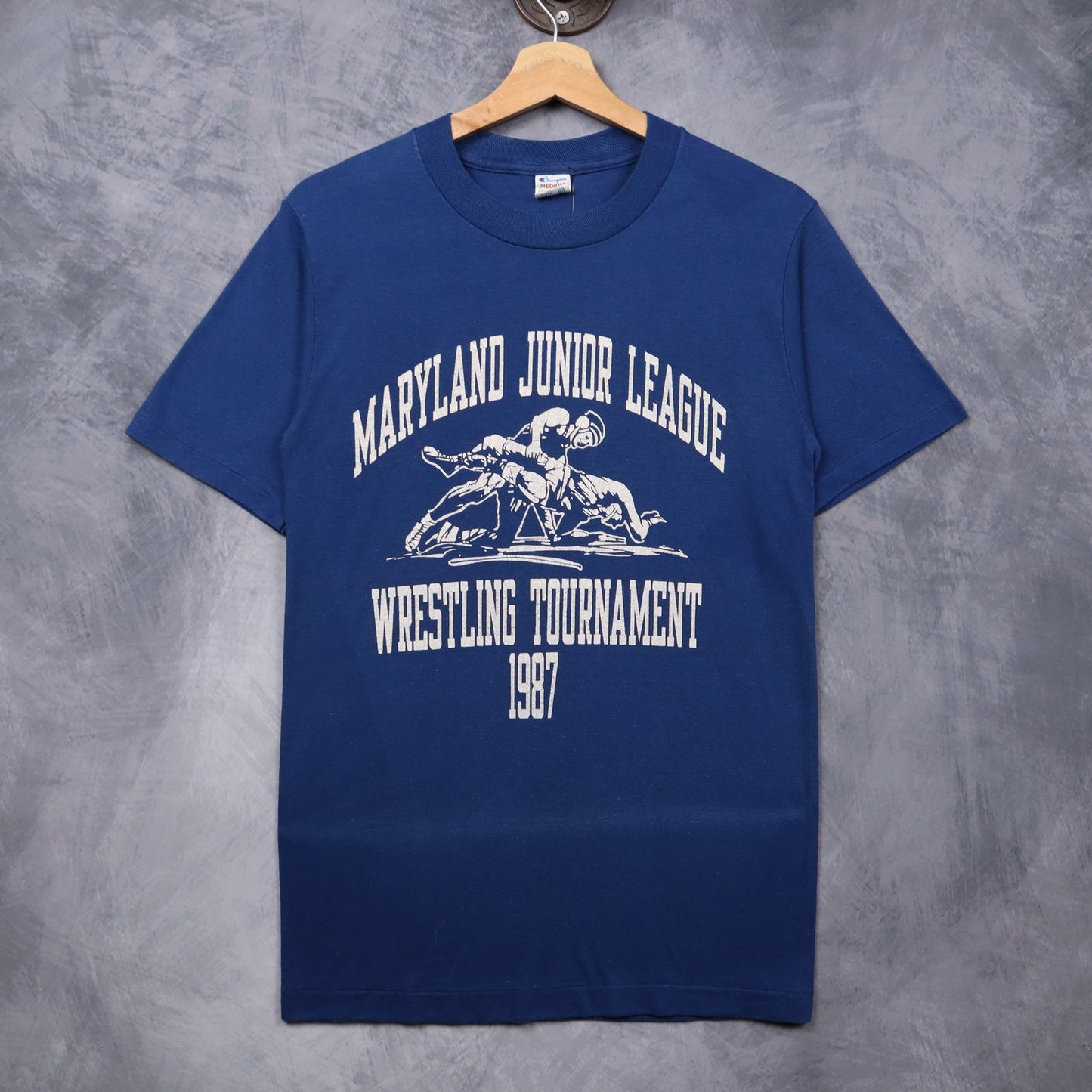 1987 Blue Maryland Junior League Wrestling Tournament Champion Shirt 5580