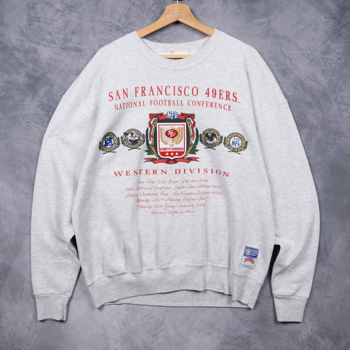 90s Grey San Francisco 49ers Western Division Crewneck Sweatshirt 6486