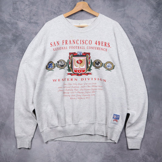 90s Grey San Francisco 49ers Western Division Crewneck Sweatshirt 6486