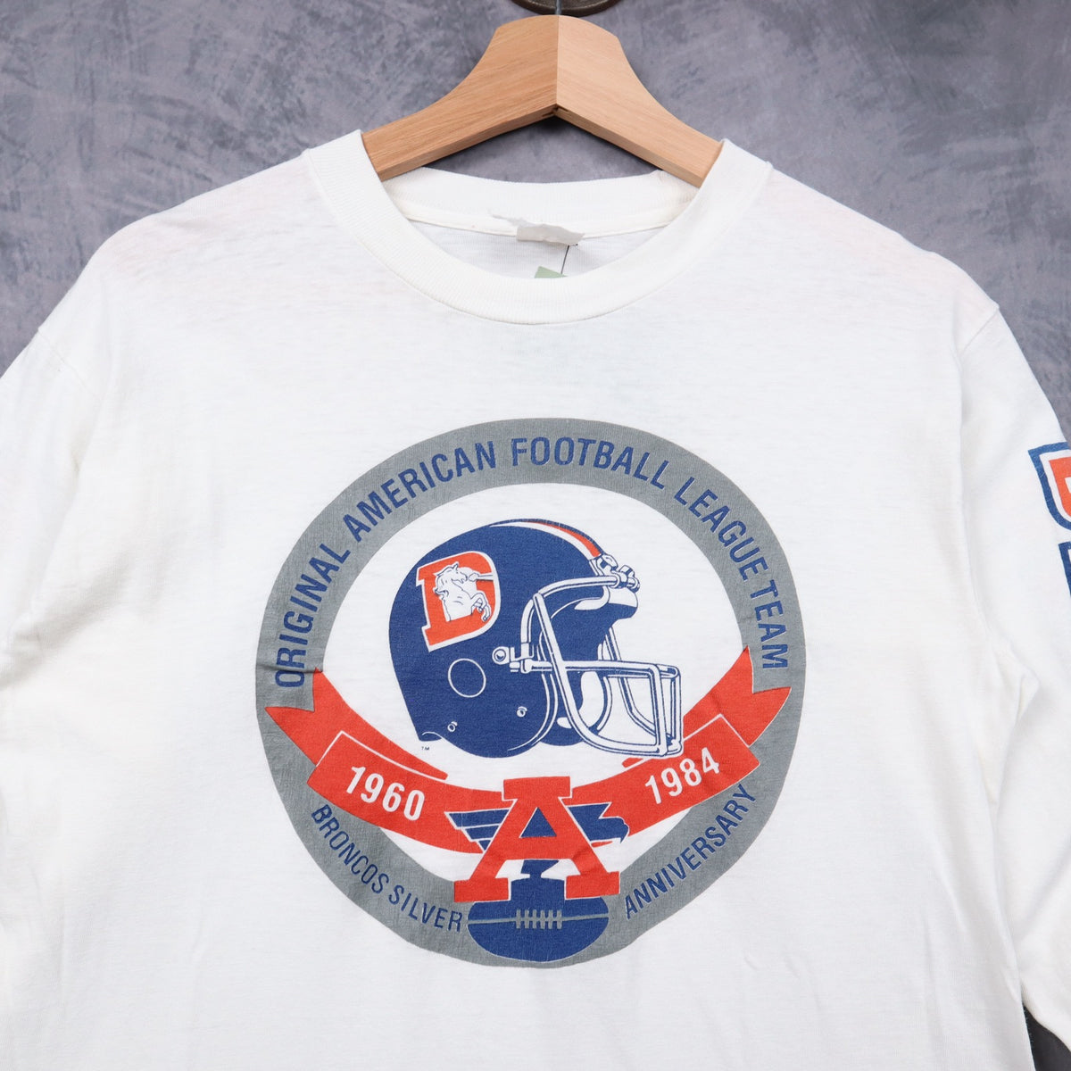 1984 White Denver Broncos Silver Anniversary Long Sleeve Shirt 6712