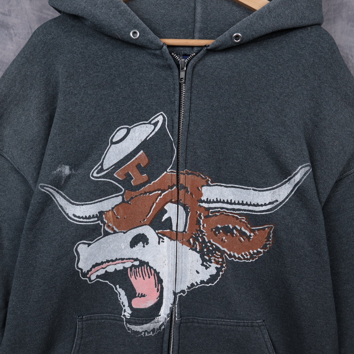 00s Dark Grey Texas Longhorns Zip Up Hoodie 5670