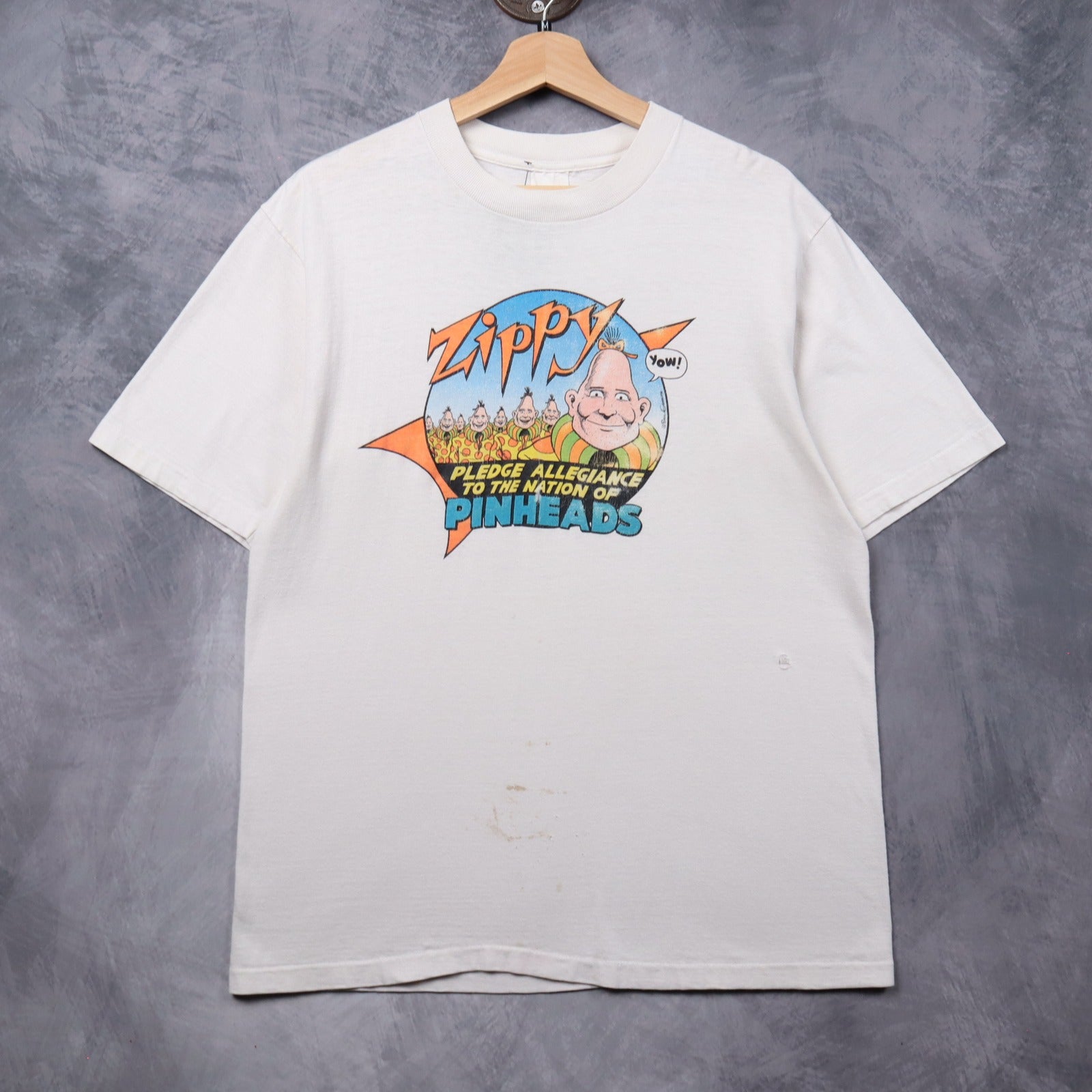 90s White Zippy Pledge Allegiance To The Nation Of Pinheads Shirt 5460
