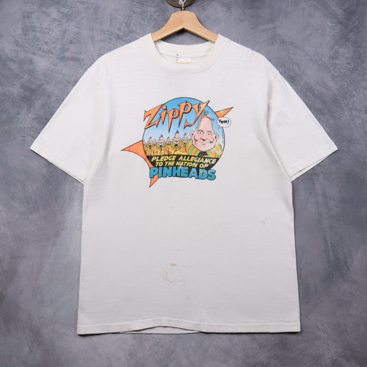 90s White Zippy Pledge Allegiance To The Nation Of Pinheads Shirt 5460