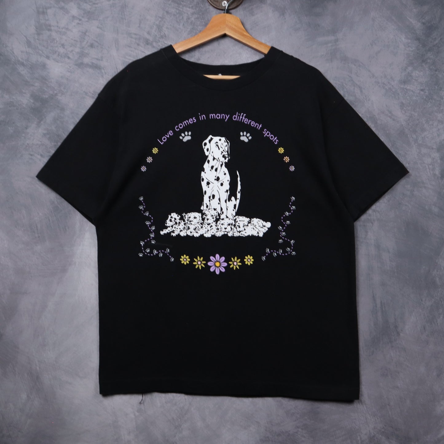 90s Black Dalmatian 'Love Comes In Many Different Spots' Shirt 5437