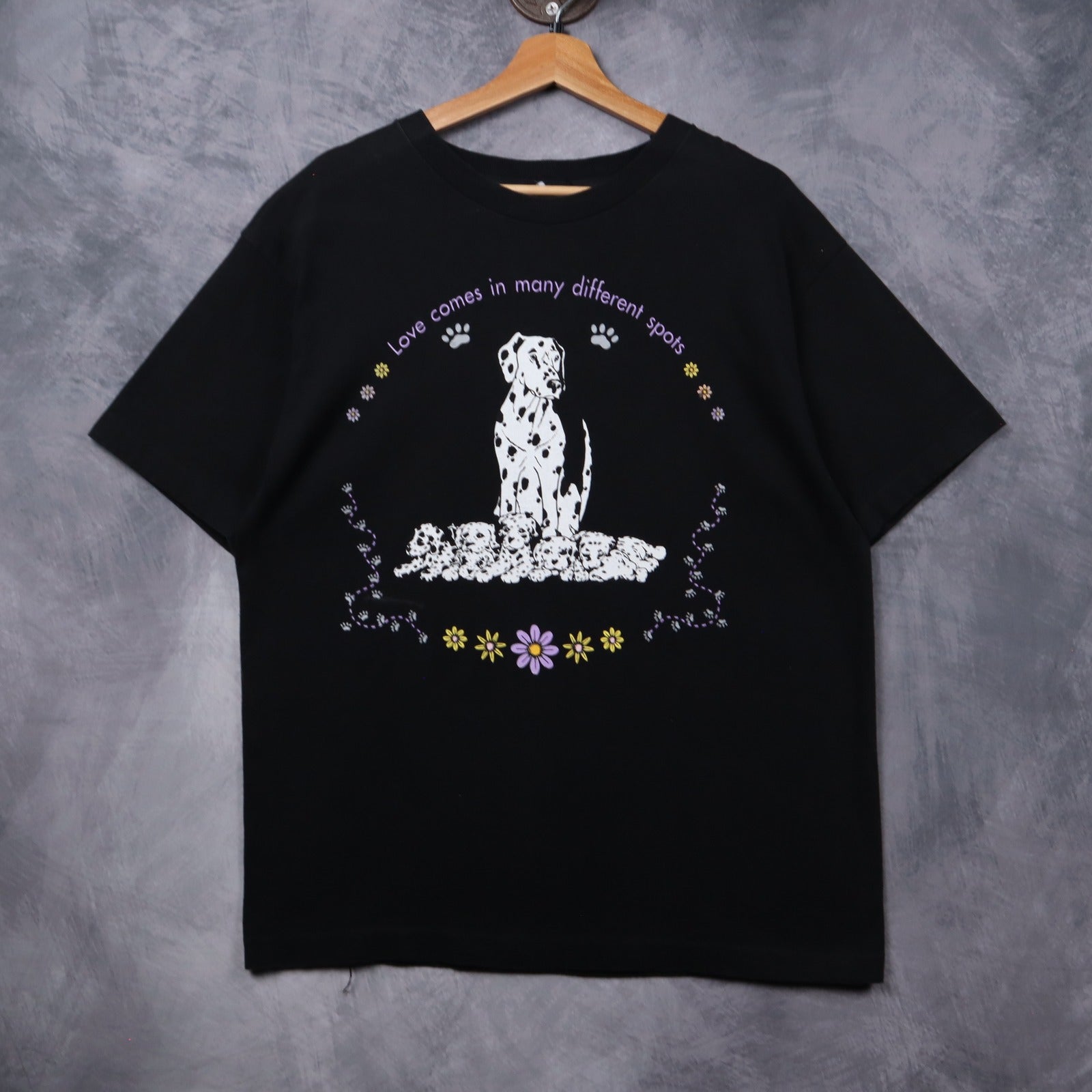 90s Black Dalmatian 'Love Comes In Many Different Spots' Shirt 5437