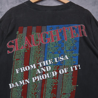 1991 Faded Black Slaughter 'The Tour That Never Ends' Shirt 4964