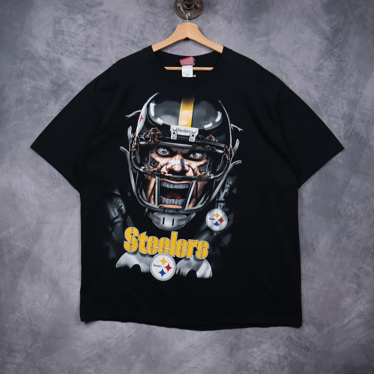00s Black Pittsburgh Steelers Big Graphic Shirt 6762