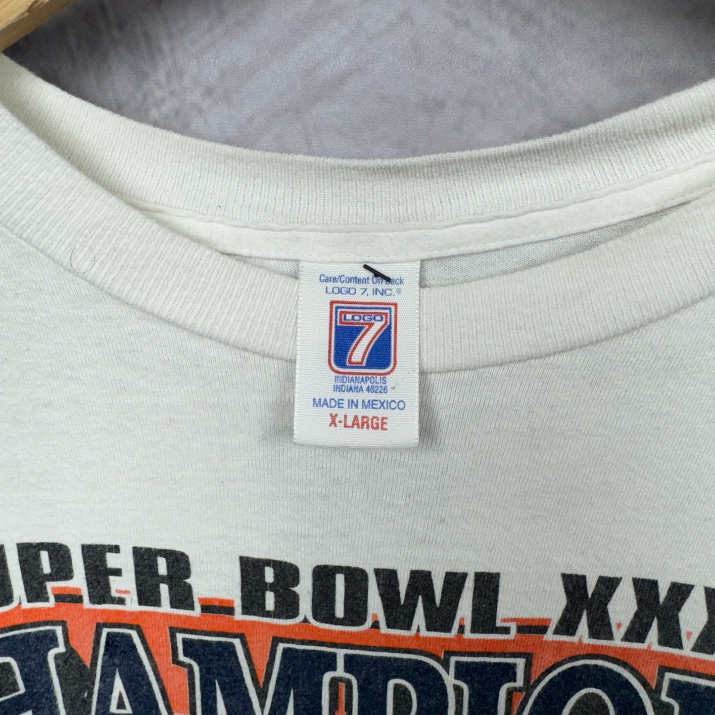 90s White Super Bowl XXXII Denver Broncos Shirt 4206