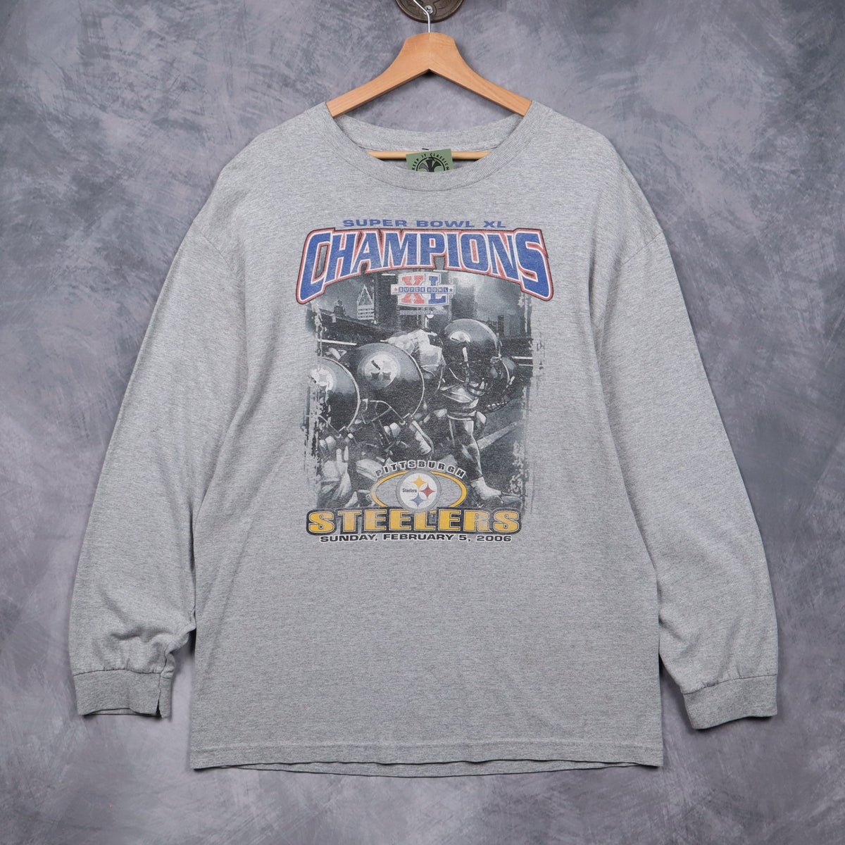 2006 Grey Pittsburgh Steelers Super Bowl XL Champions Long Sleeve Shirt 6543
