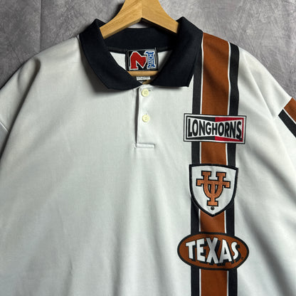 90s White Texas Longhorns Racing Polo Shirt 4502