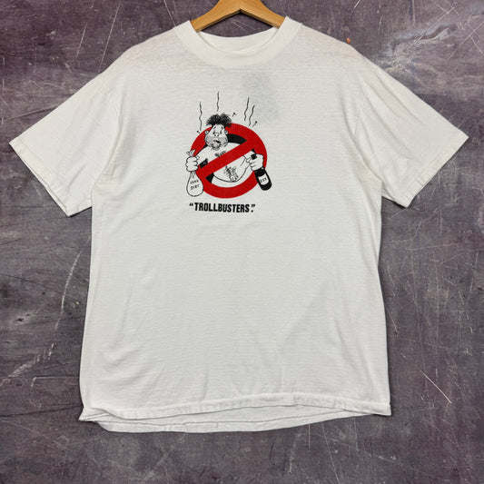 90s White Anti Trollbusters Graphic Shirt L 0884