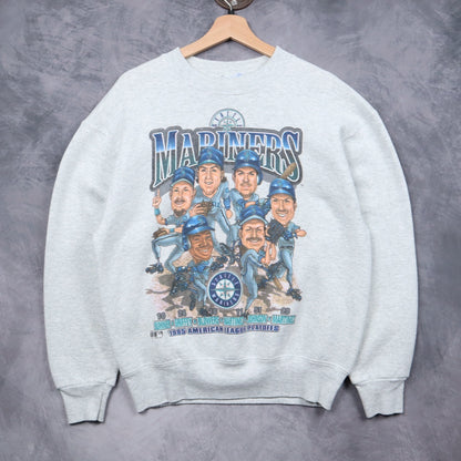 1995 Heather Grey Seattle Mariners Caricature Crewneck Sweatshirt 5101