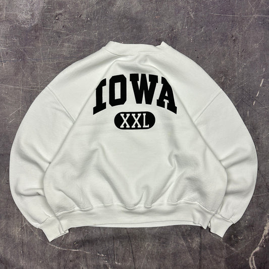 90s White Iowa University XXL Graphic Crewneck Sweasthirt Boxy L AI28