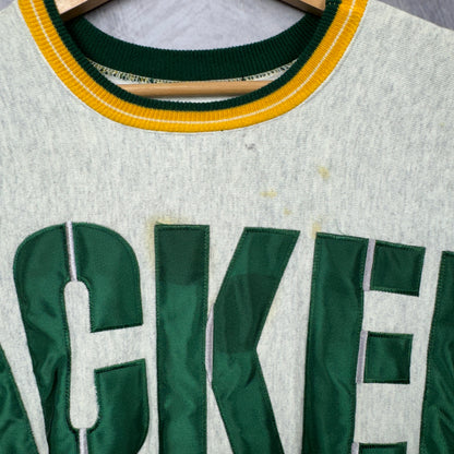90s Grey Green Bay Packers Crewneck Sweatshirt 4273