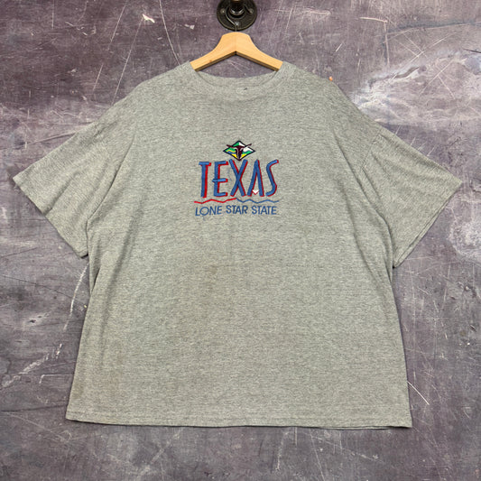 90s Light Gray Texas Lone Star State Embroidered Graphic Shirt XL 1166