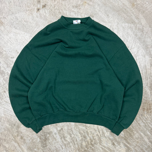 90s Forest Green Jerzees Blank Essential Crewneck Sweatshirts Boxy L BF78