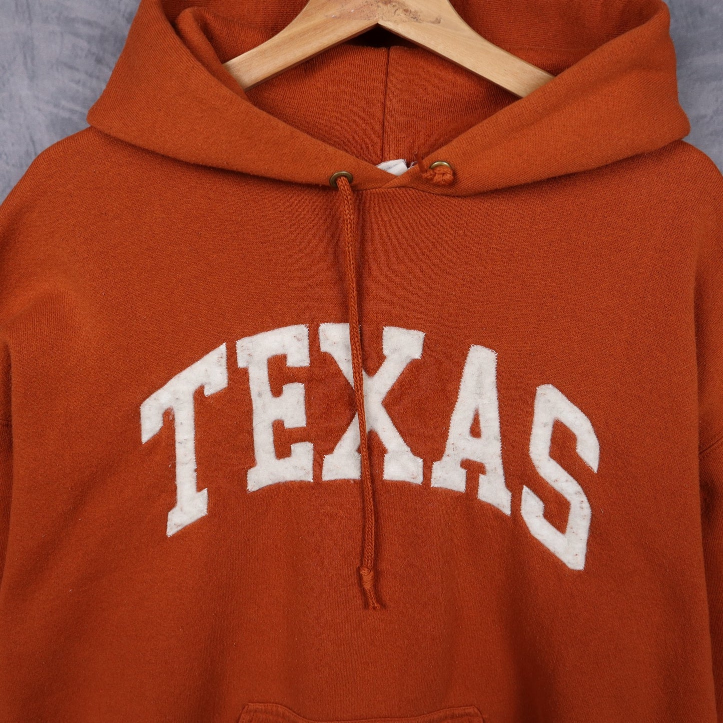 90s Burnt Orange Texas Discus Athletic Hoodie 5655