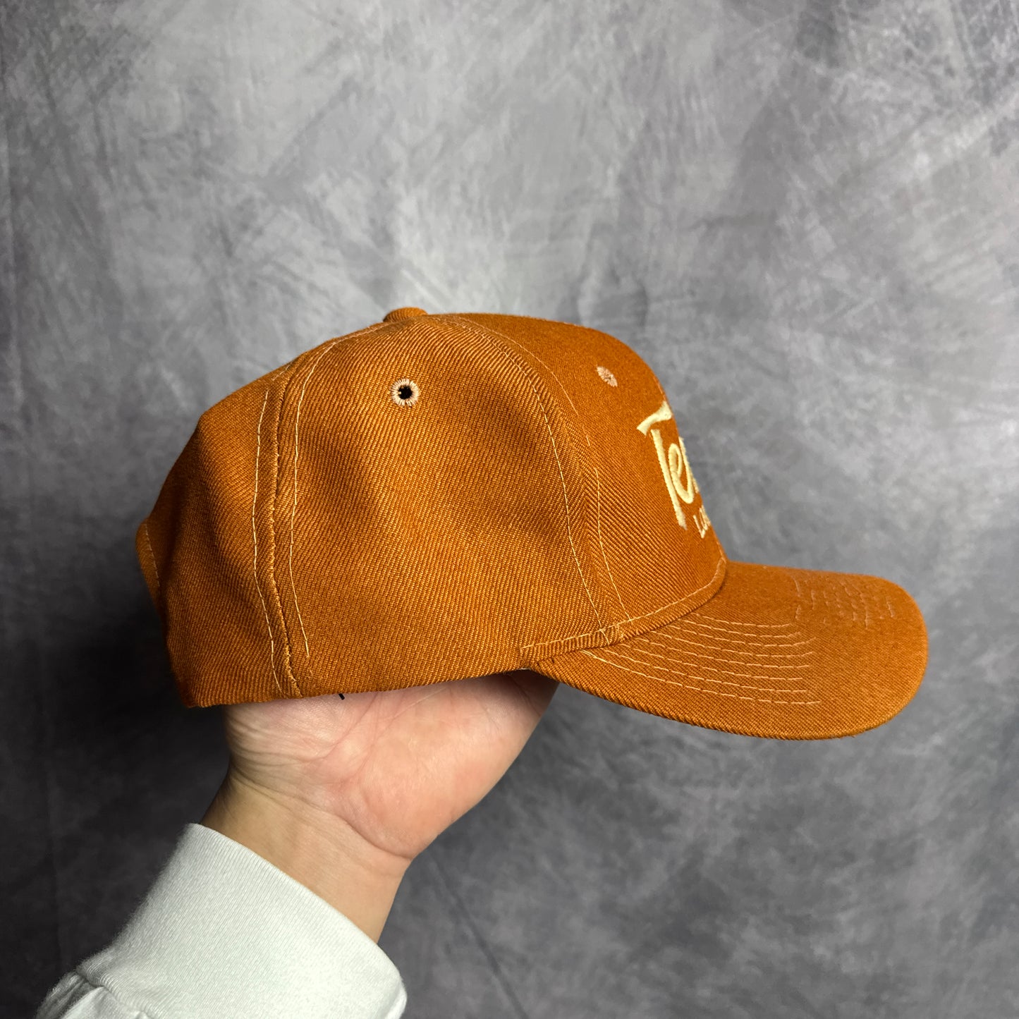 80s Texas Longhorns Sports Specialties Single Line Script Snapback Hat 4628