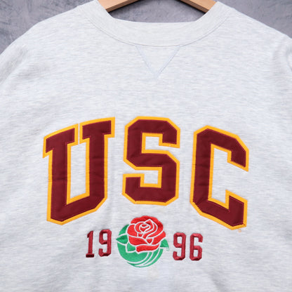 1996 Grey USC Rose Bowl Embroidered Crewneck Sweatshirt 5543