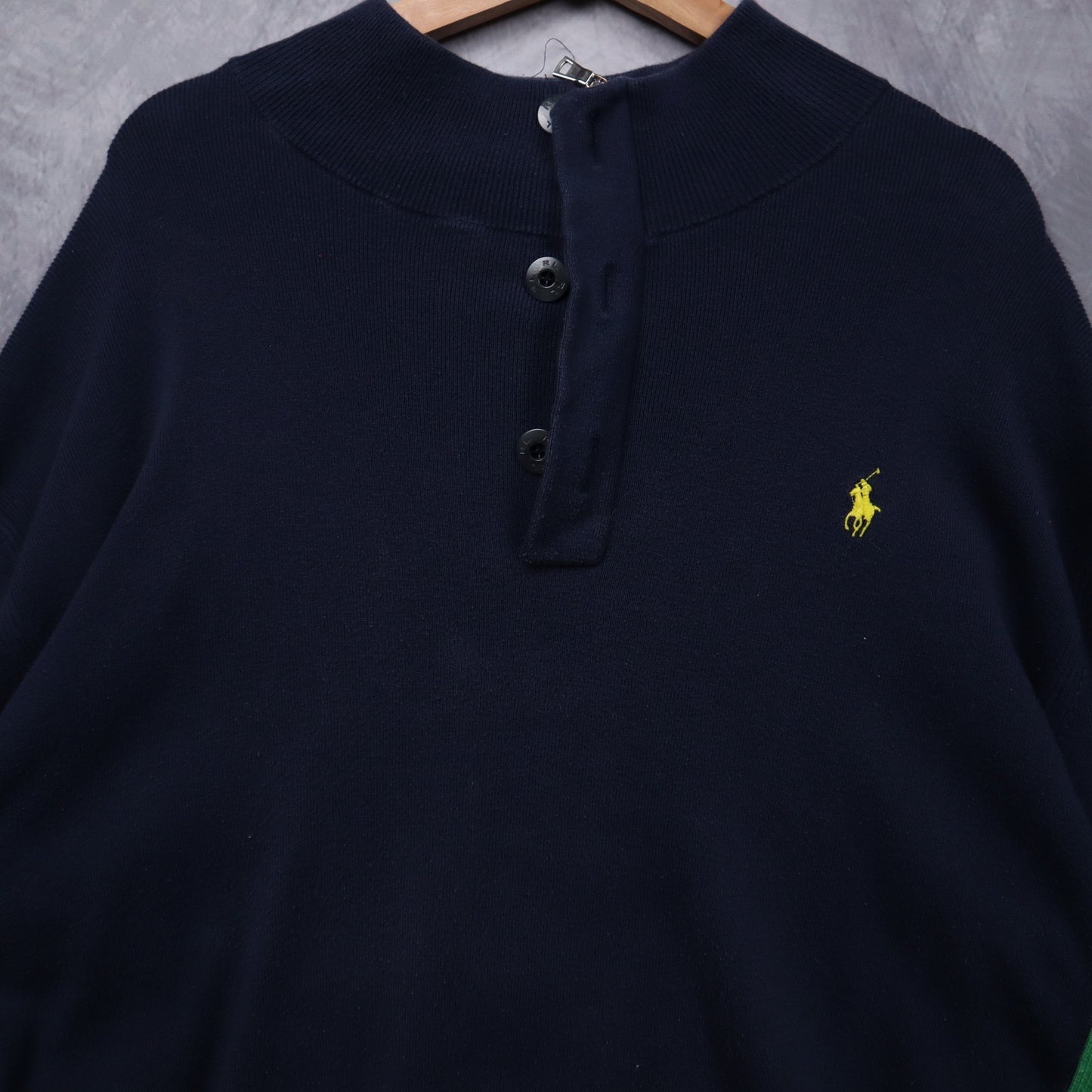 00s Navy Polo Ralph Lauren Quarter Button Sweater 4701