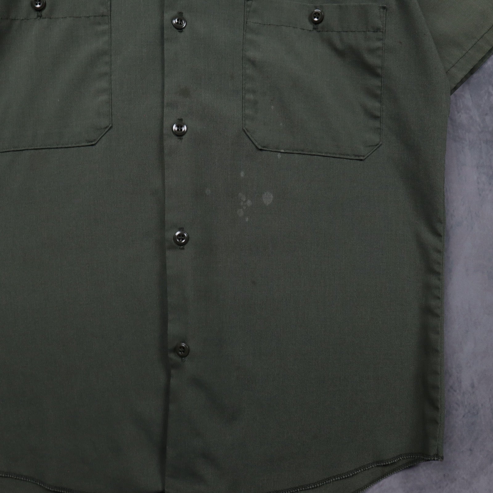 70s Olive Green Sears Perma-Prest Short Sleeve Work Shirt 5569