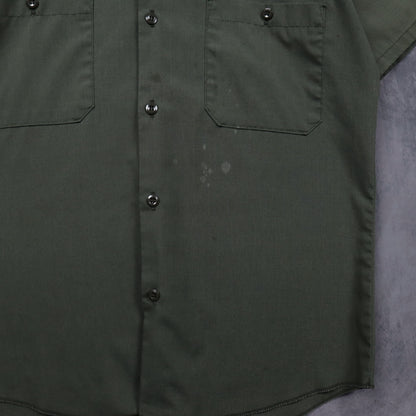 70s Olive Green Sears Perma-Prest Short Sleeve Work Shirt 5569