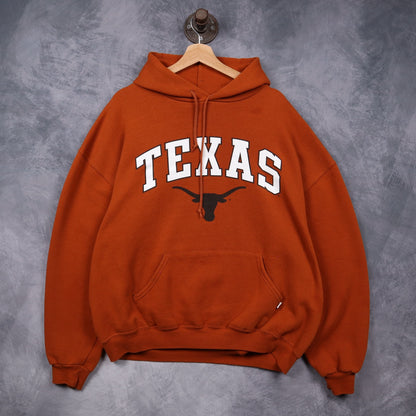 00s Burnt Orange Texas Longhorns Russell Athletic Hoodie 5648