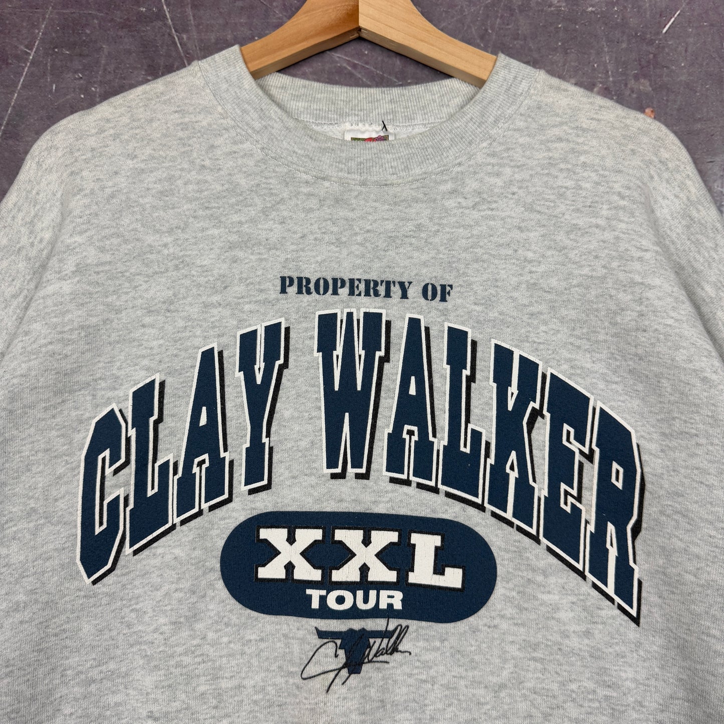 90s Light Gray Clay Walker XXL Tour Graphic Crewneck Sweatshirt M 1235