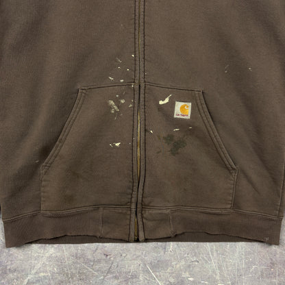 Early 00s Brown Carhartt Essential Logo Zip-Up Hoodie M 0319