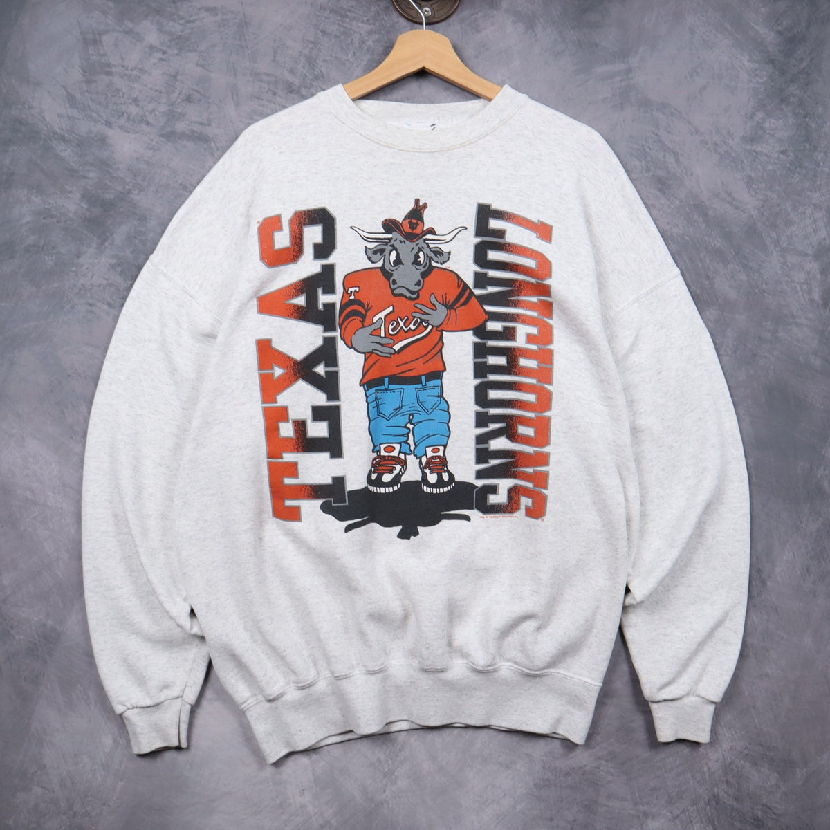 90s Grey Texas Longhorns Mascot Crewneck Sweatshirt 5720