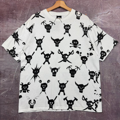 Early 00s White Stussy Futura AOP Shirt 3667