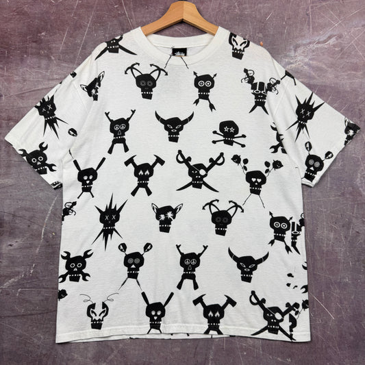 Early 00s White Stussy Futura AOP Shirt 3667