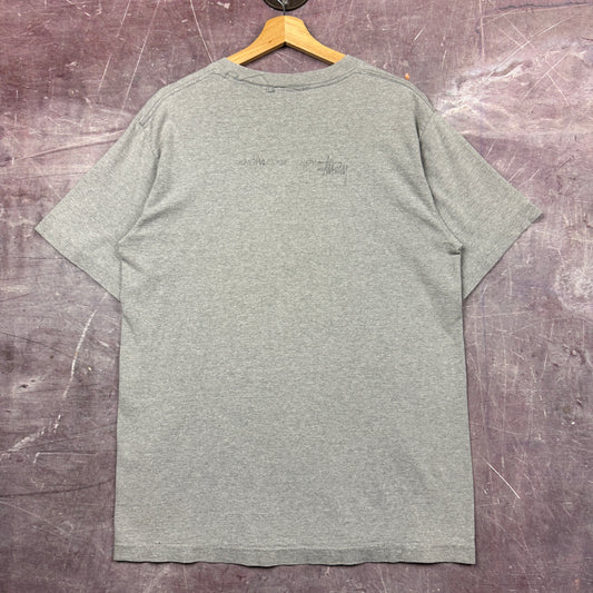 90s Grey Knowledge Is Key Stussy Shirt 3671