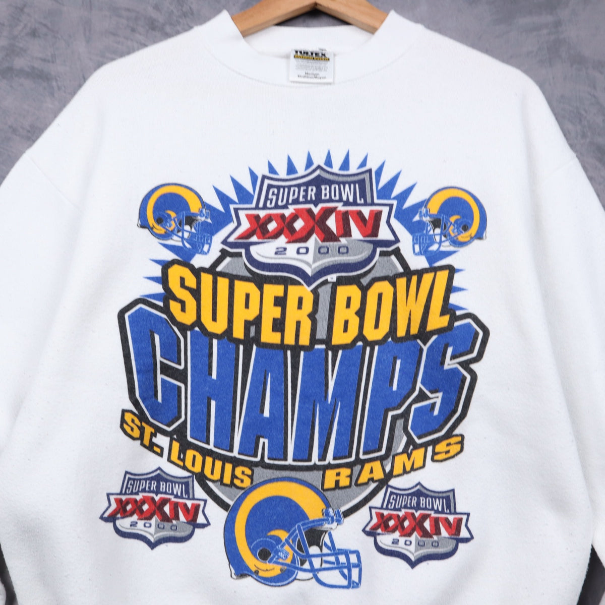 2000 White St. Louis Rams Super Bowl Champs Crewneck Sweatshirt 6484