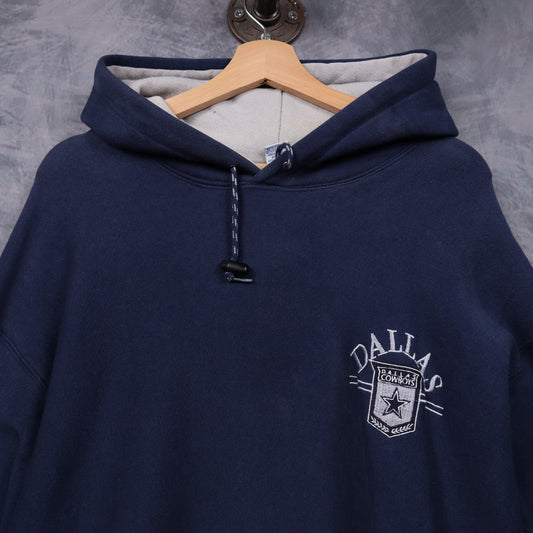 90s Navy Blue Dallas Cowboys Two Tone Hoodie 6610