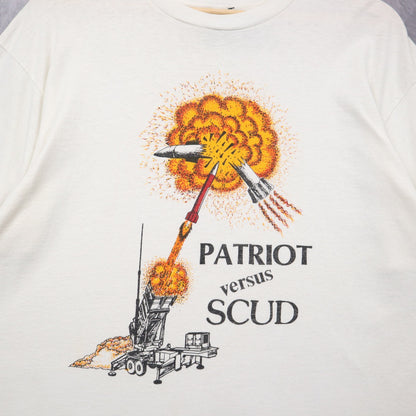 90s White Patriot Versus Scud Gulf War Shirt 4654