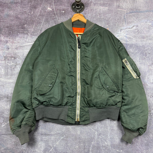 80s Olive Green Alpha Industries MA-1 Bomber Jacket XL 0558