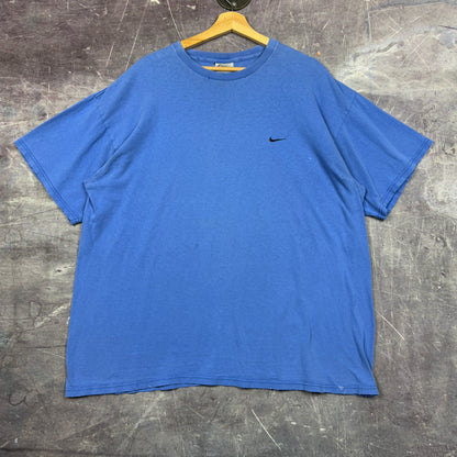 Early 00s Baby Blue Nike Mini Swoosh Essential Logo Shirt XL 0977