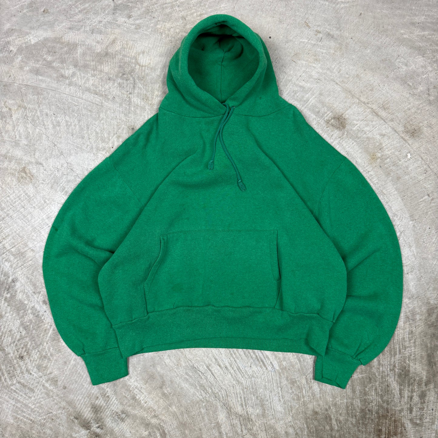 60s/70s Light Green Blank Essential Hoodie  Boxy L AQ34