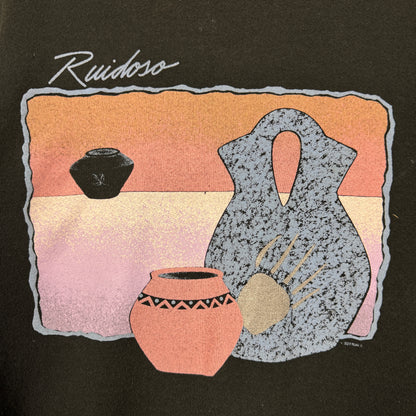 90s Black Ruidoso Art Painting Graphic Crewneck Sweatshirt L 0037